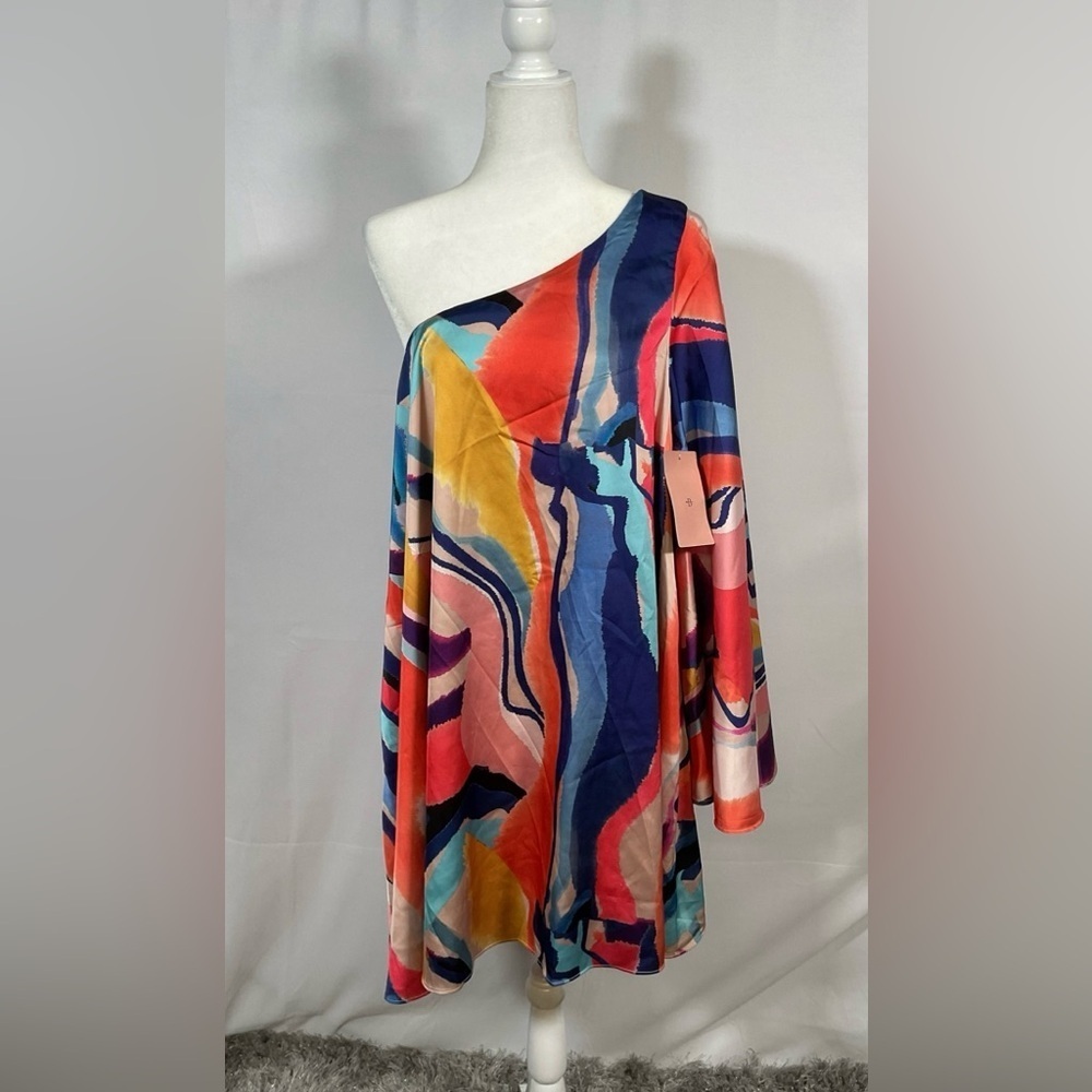 NWT BHLDN Stevie One-Shoulder Satin Mini Dress